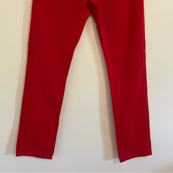 Zara Red Straight Leg Women Jeans Pants 6 Button Fly Casual Streetwear Holiday - Picture 4 of 16
